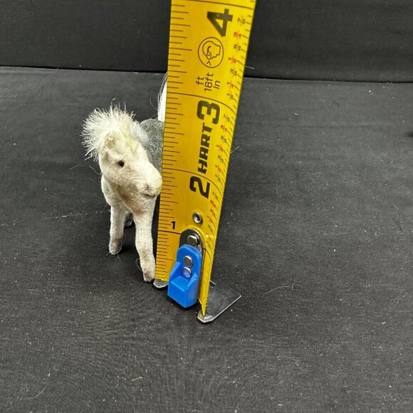 Vintage White Flocked Pony Fur Mane Tail 3in Miniature Horse Toy Fuzzy White - Picture 9 of 14